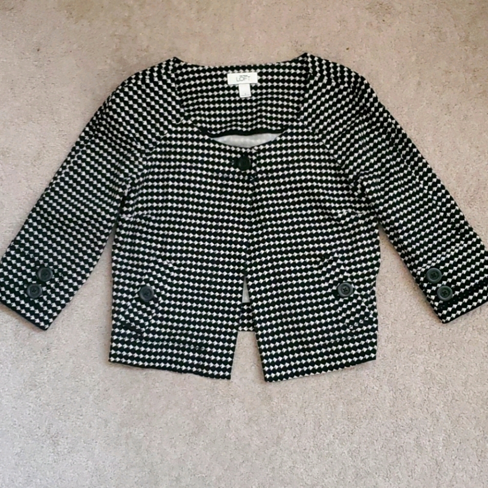 Ann Taylor Loft Black & White Hounds Tooth SP